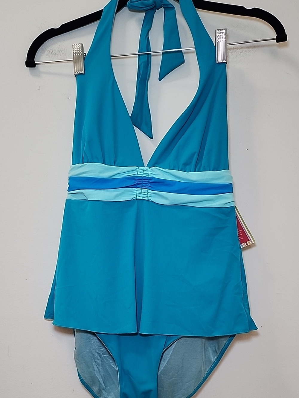 NWT Spanx  735 Tankini one piece Shapewear Swim slimming halter Teal 8 - Picture 14 of 16